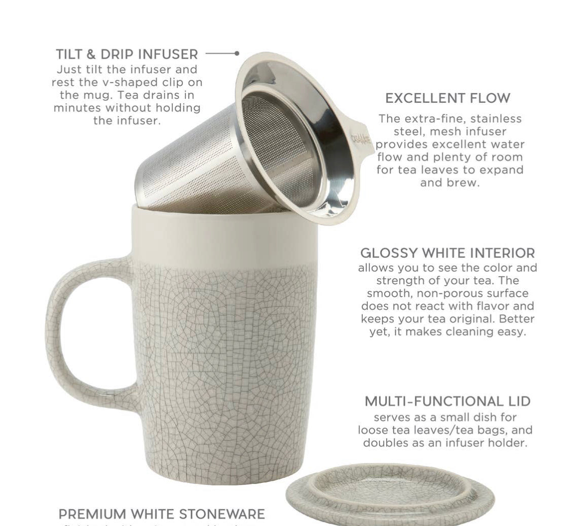 Crackle Glaze Tea Infuser Mug
