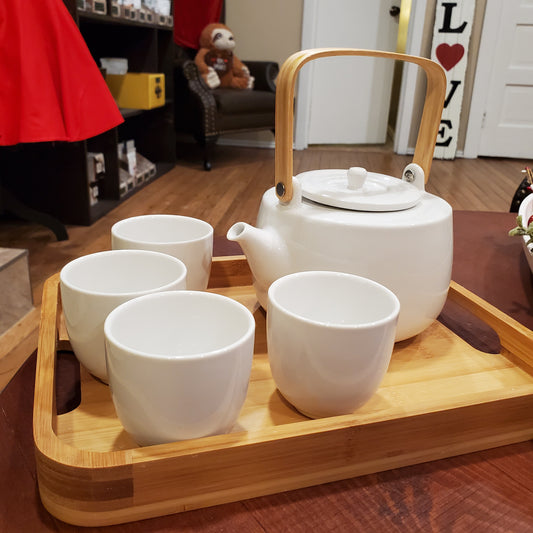 White Tea Set with Tray