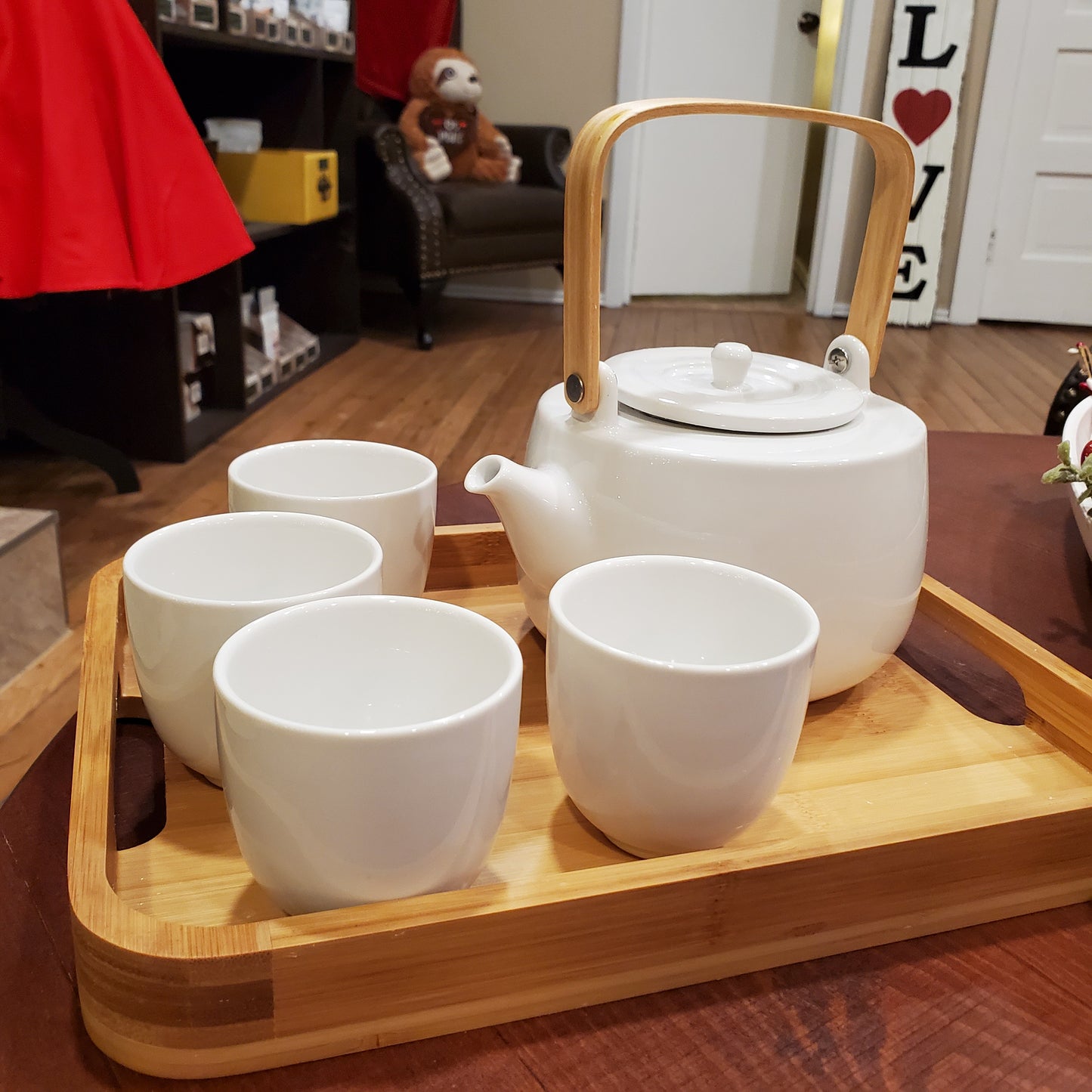 White Tea Set with Tray