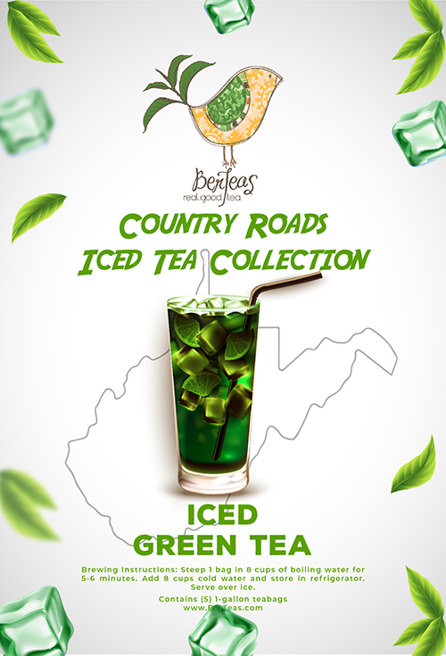 Country Roads Iced Tea Collection: Organic Green Tea - (10)1 gallon tea bags