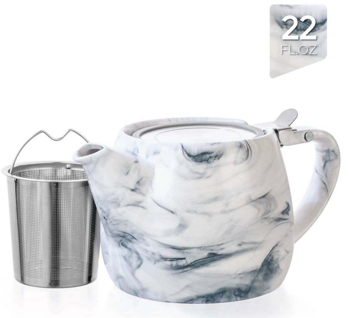 Marble Grey Porcelain Teapot with Infuser (22 oz)