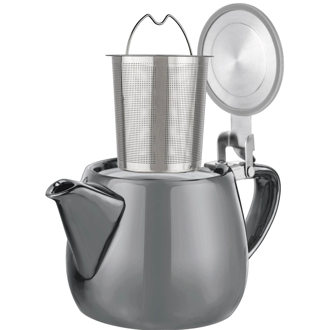 Pluto Grey Porcelain Teapot with Infuser 18.2 oz