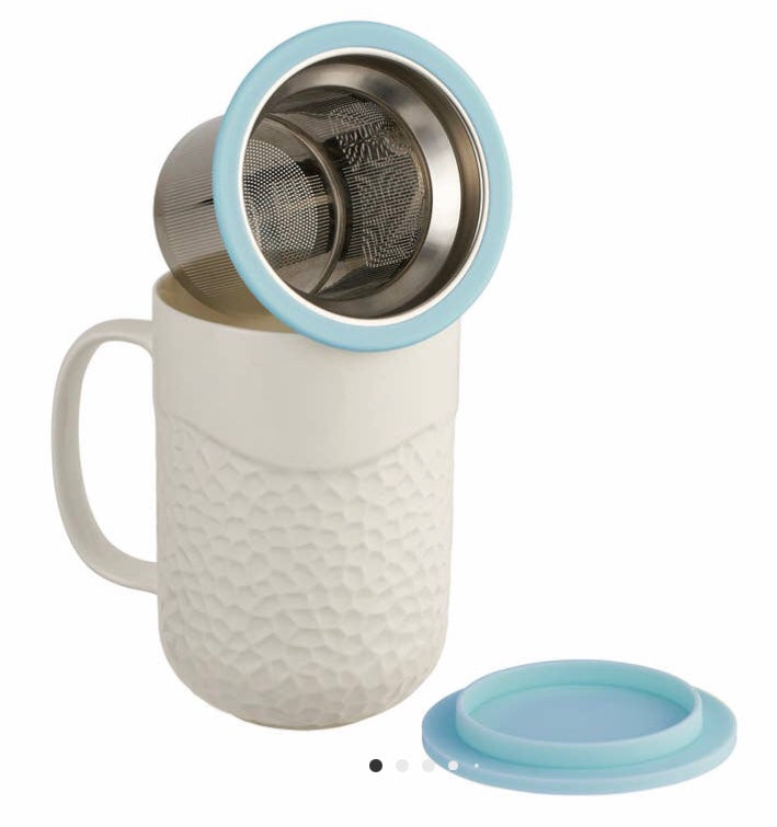 Tea Infuser Mug (coral imprint 15 oz)