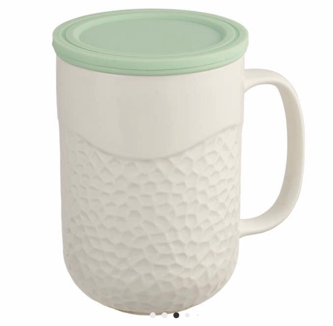 Tea Infuser Mug (coral imprint 15 oz)