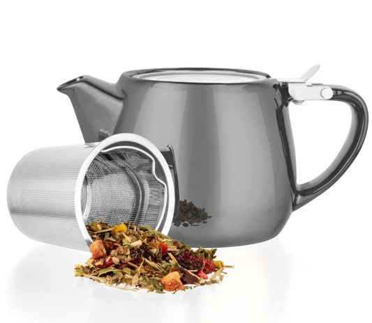 Pluto Grey Porcelain Teapot with Infuser 18.2 oz