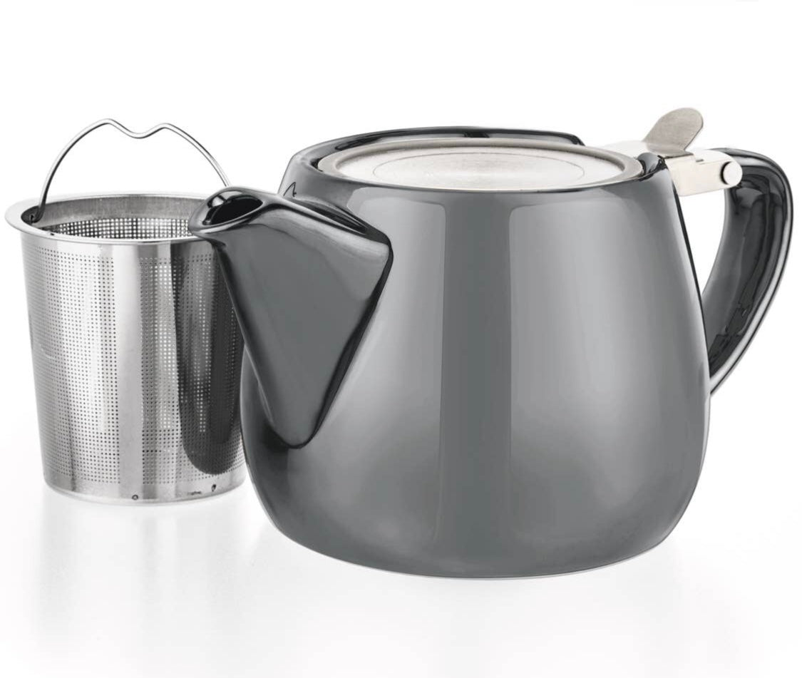 Pluto Grey Porcelain Teapot with Infuser 18.2 oz